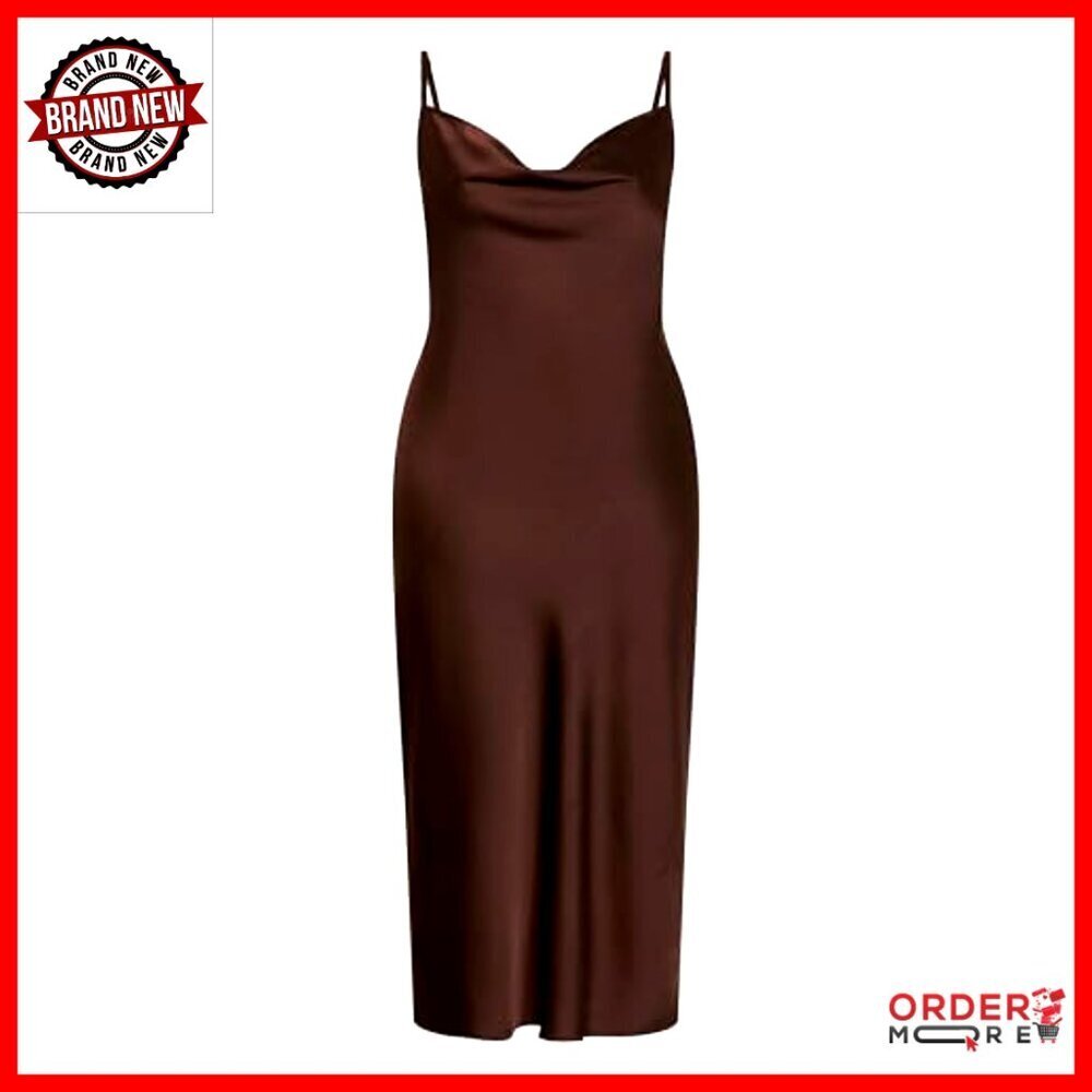 Satin Slip Dress Elegant Minimal Chic Evening Party Wear Adjustable Straps - Picture 4 of 6
